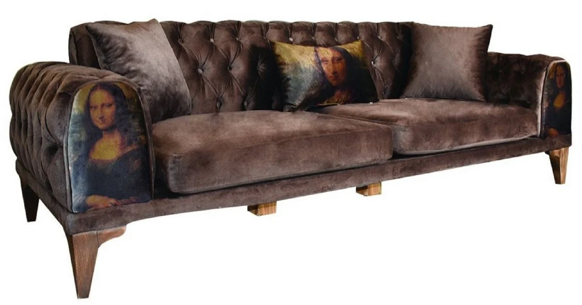Luxury Chesterfield velvet sofa brown 230 x 80 x H. 80 cm - Living room sofa - Hotel sofa - Living room furniture - Chesterfield furniture - Luxury furniture - Luxury furnishings