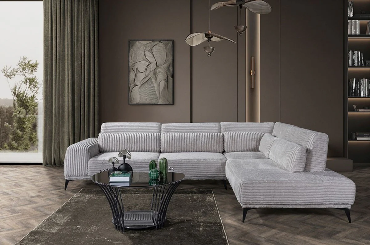 Luxury corner sofa with adjustable backrests gray / black 330 x 240 cm