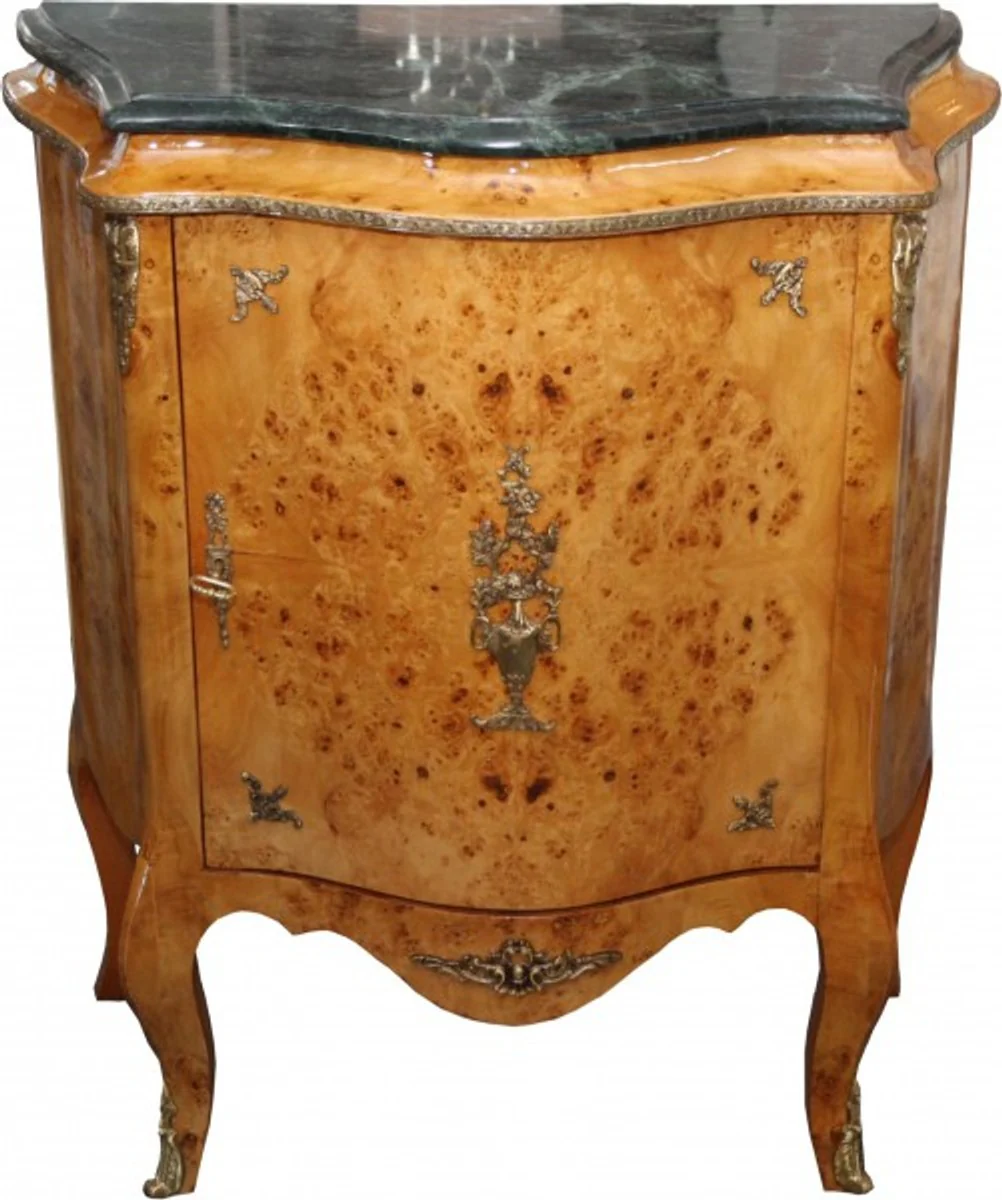 Baroque chest of drawers with marble top light brown - model mahogany