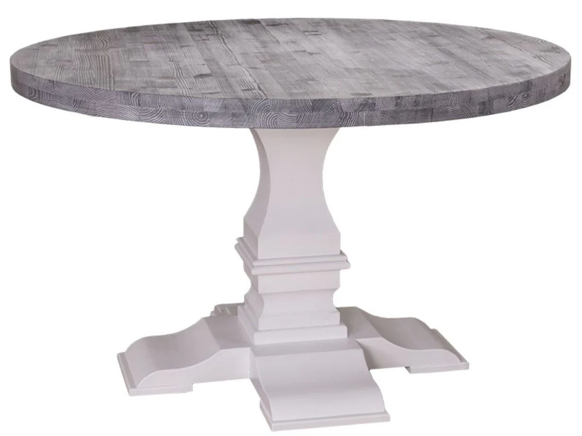 Country house style dining table round black / white Ø 130 x H. 78 cm - dining room table in country house style