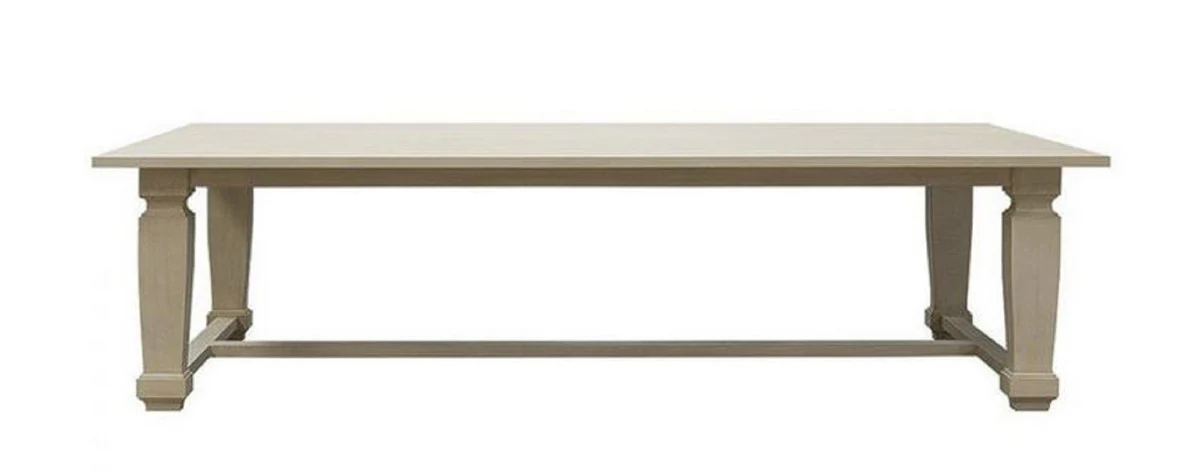 Luxury country house style dining table light gray 220 x 100 x H. 77 cm - Handcrafted solid wood kitchen table - Elegant country house style solid wood dining room furniture