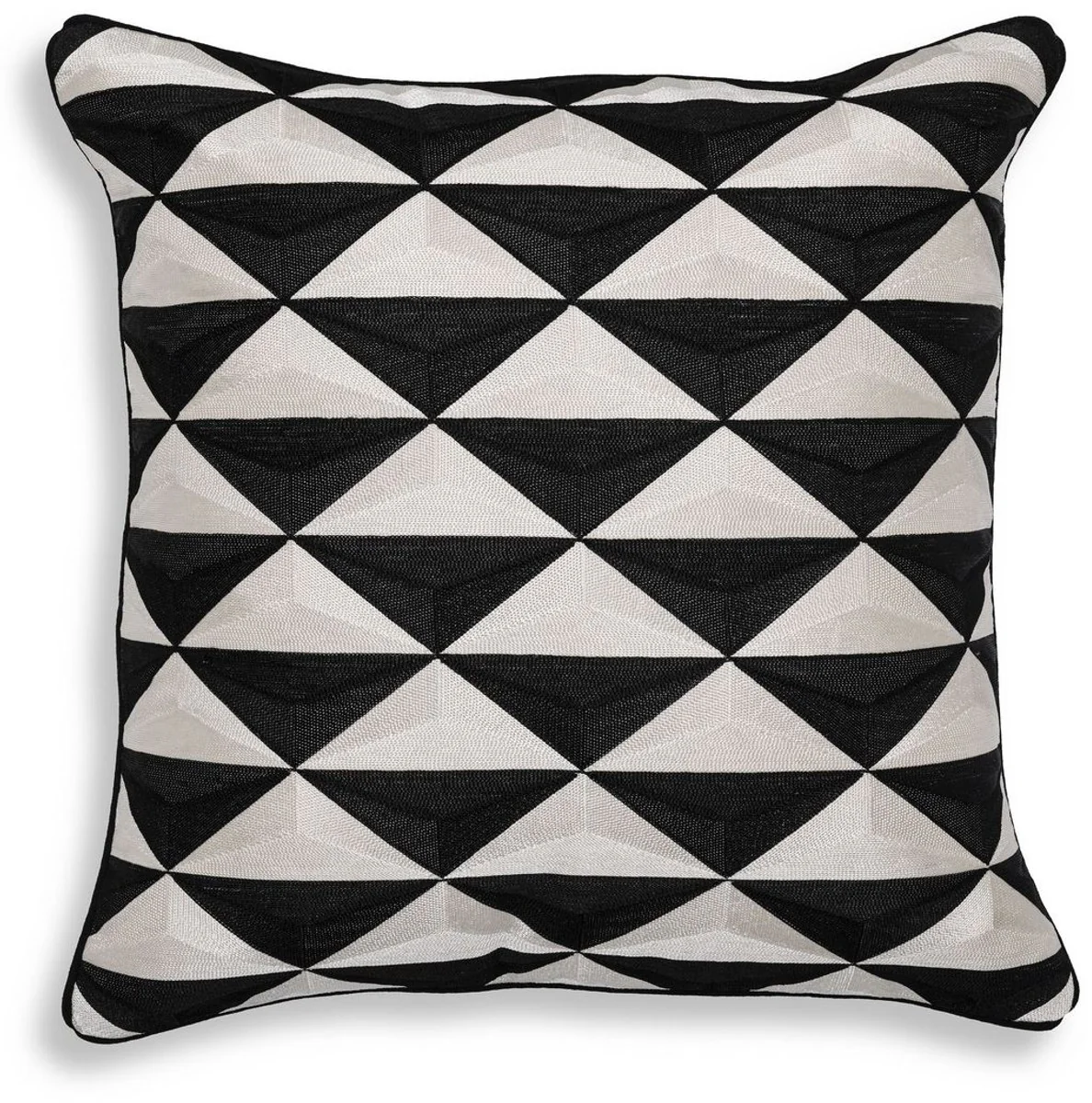 Luxus Deko Kissen Schwarz / Weiß 50 x 50 cm - Edles Zierkissen mit elegantem Muster - Luxus Qualität - Deko Accessoires