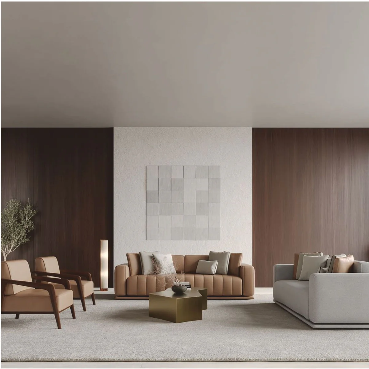 Luxury Faux Leather Sofa Brown 265 cm - Hotel & Living Room Furniture