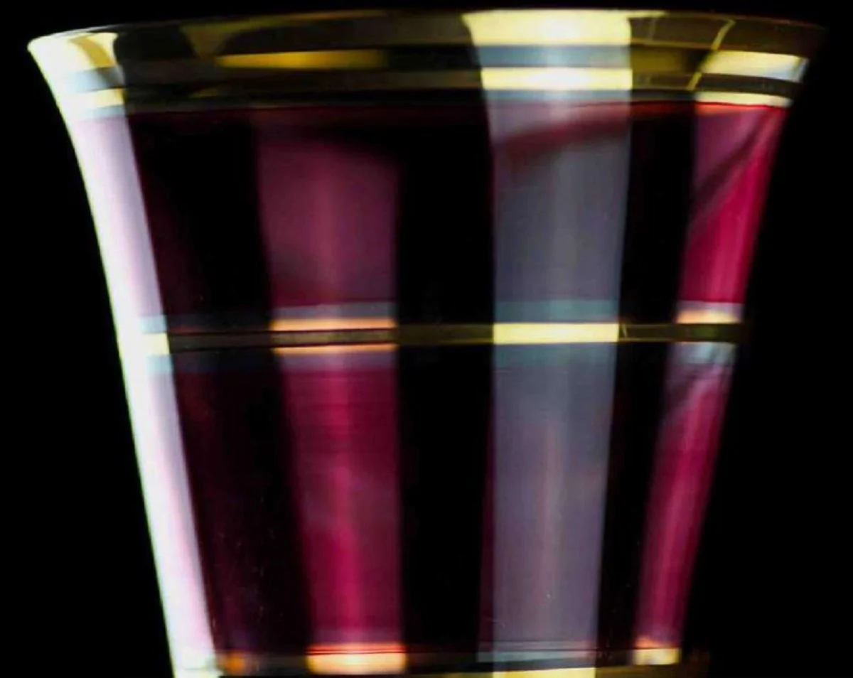 Luxury Baroque Liqueur Glass Set of 6 Bordeaux Red / Gold Ø 5.5 x H. 17 cm - Handmade Liqueur Glasses - Hotel & Restaurant Accessories - Luxury Quality