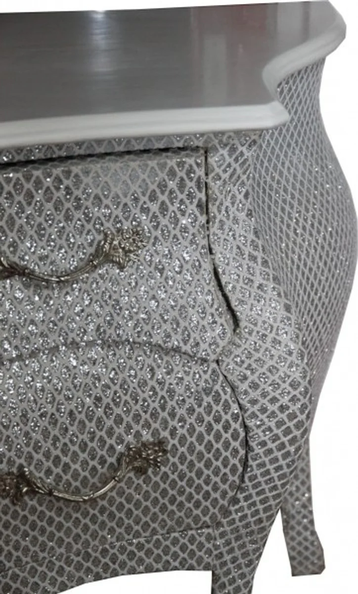 Baroque chest of drawers white / glitter look 120cm