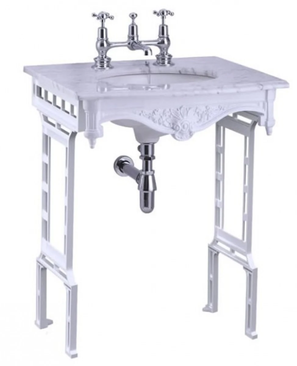 Luxury Art Nouveau standing washbasin white / white with marble top - baroque washbasin baroque style antique style