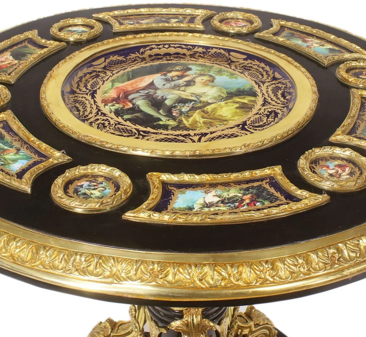 Baroque dining table black / multicolored / gold - magnificent solid wood dining room table in baroque style - baroque dining room furniture - noble and magnificent