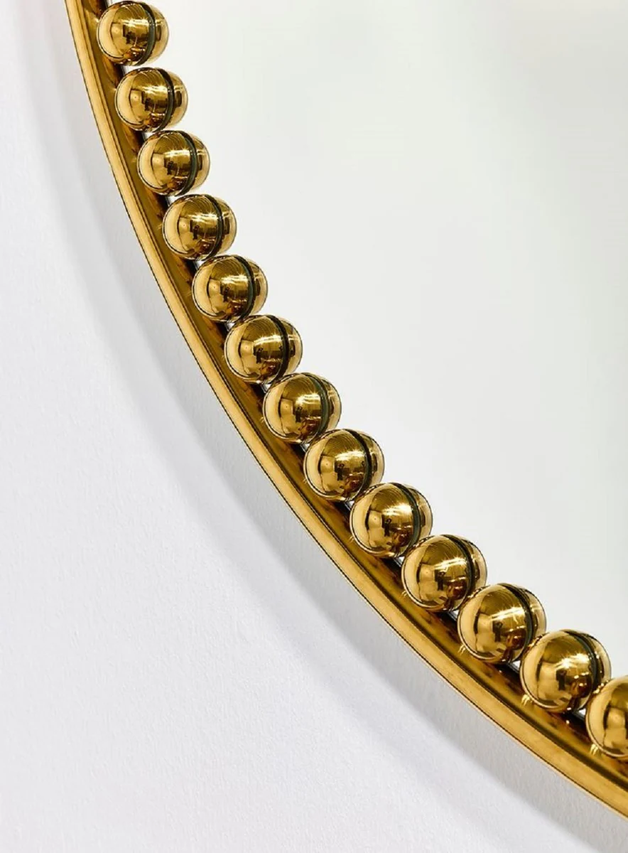 Luxury wall mirror gold Ø 107 cm - round living room mirror with metal frame - bedroom mirror - bathroom mirror - cloakroom mirror - luxury collection