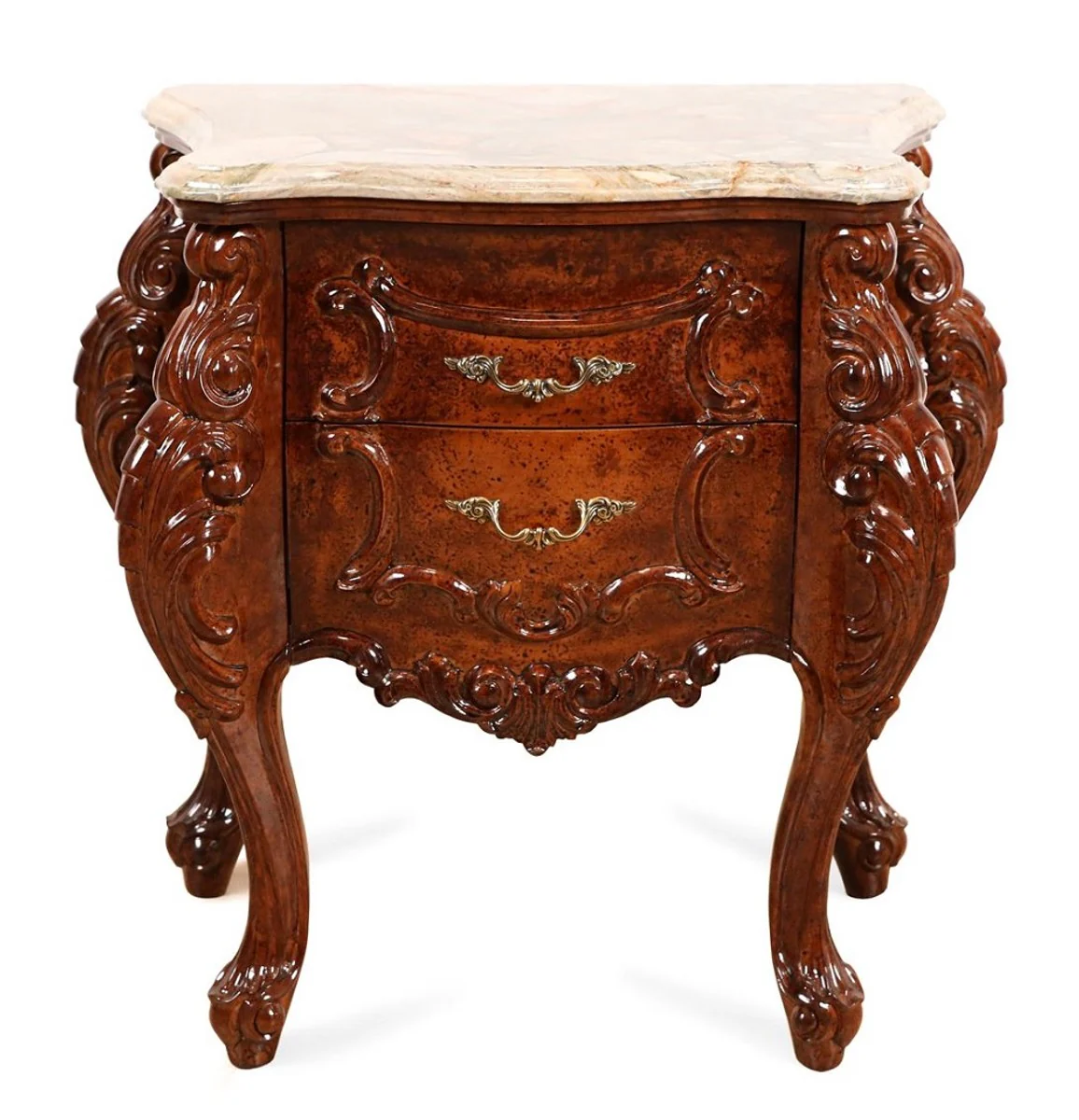 Luxury Baroque Nightstand Brown / Beige 74 cm - Baroque style bedroom furniture