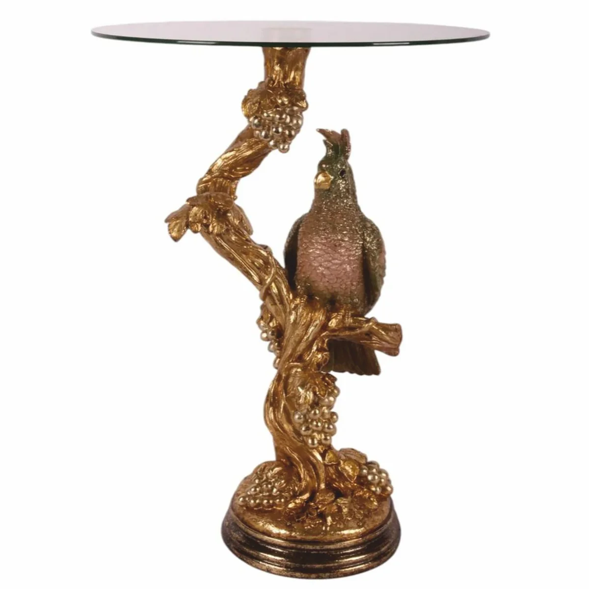 Baroque side table parrot with glass top H. 55 cm - Baroque furniture