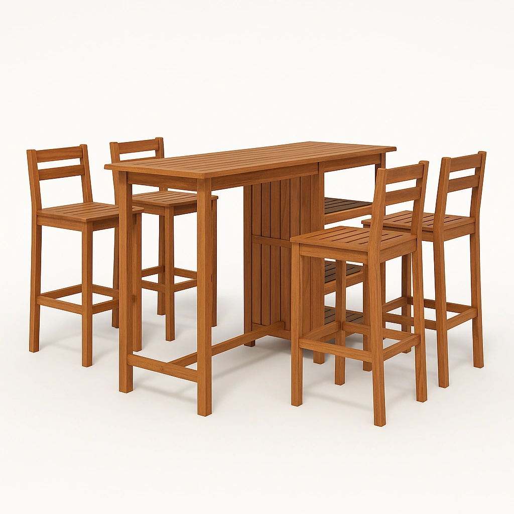 Gartenbar-Set mit Tisch und Stühlen aus Naturholz