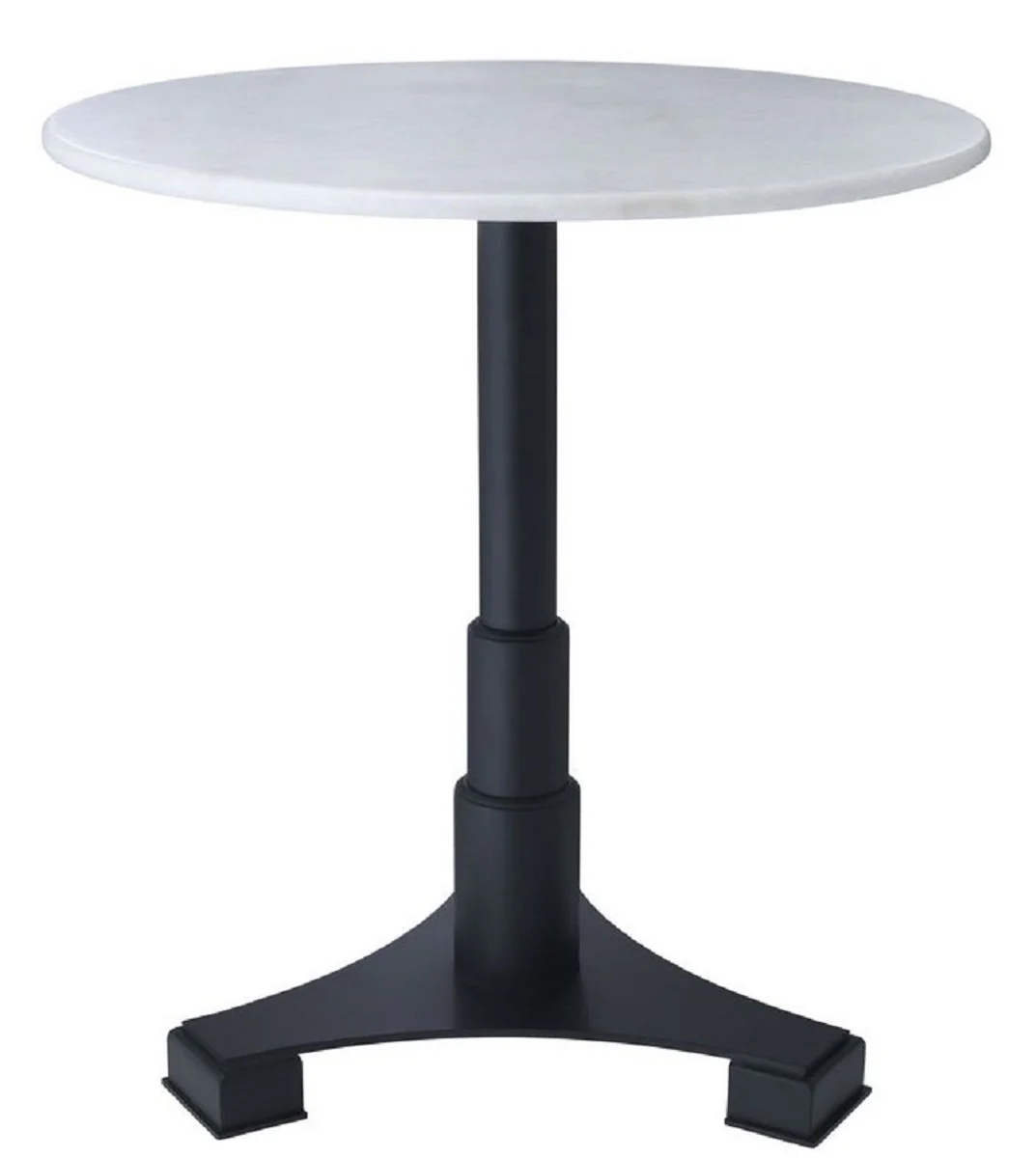 Luxury dining table white / black Ø 70 x H. 75 cm - kitchen table with round marble top - dining room furniture