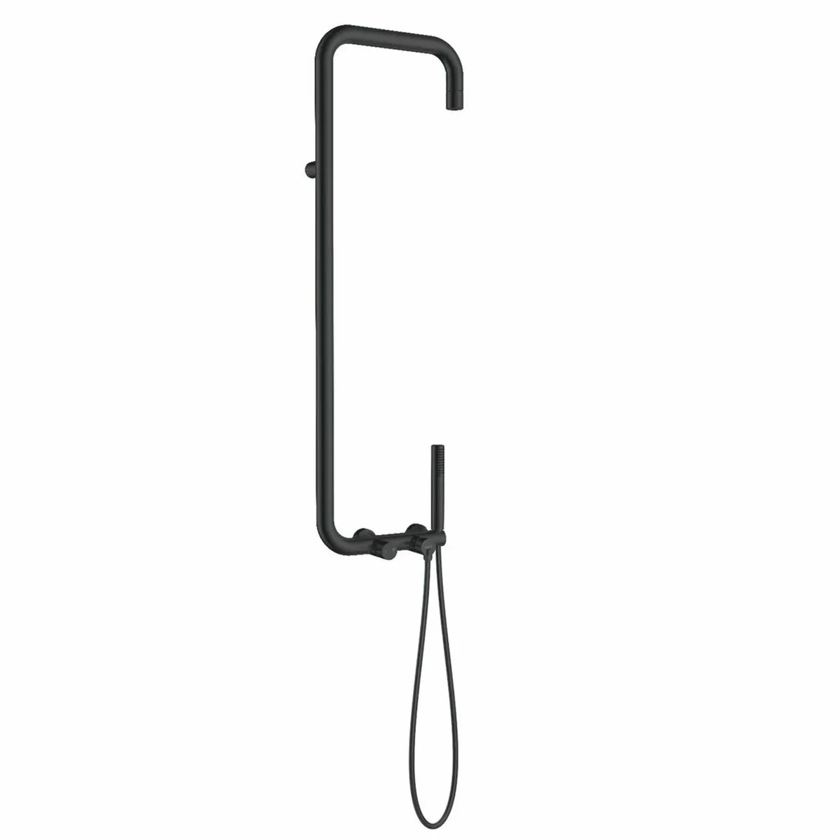 Luxury shower set with overhead shower and hand shower black H. 122.7 cm