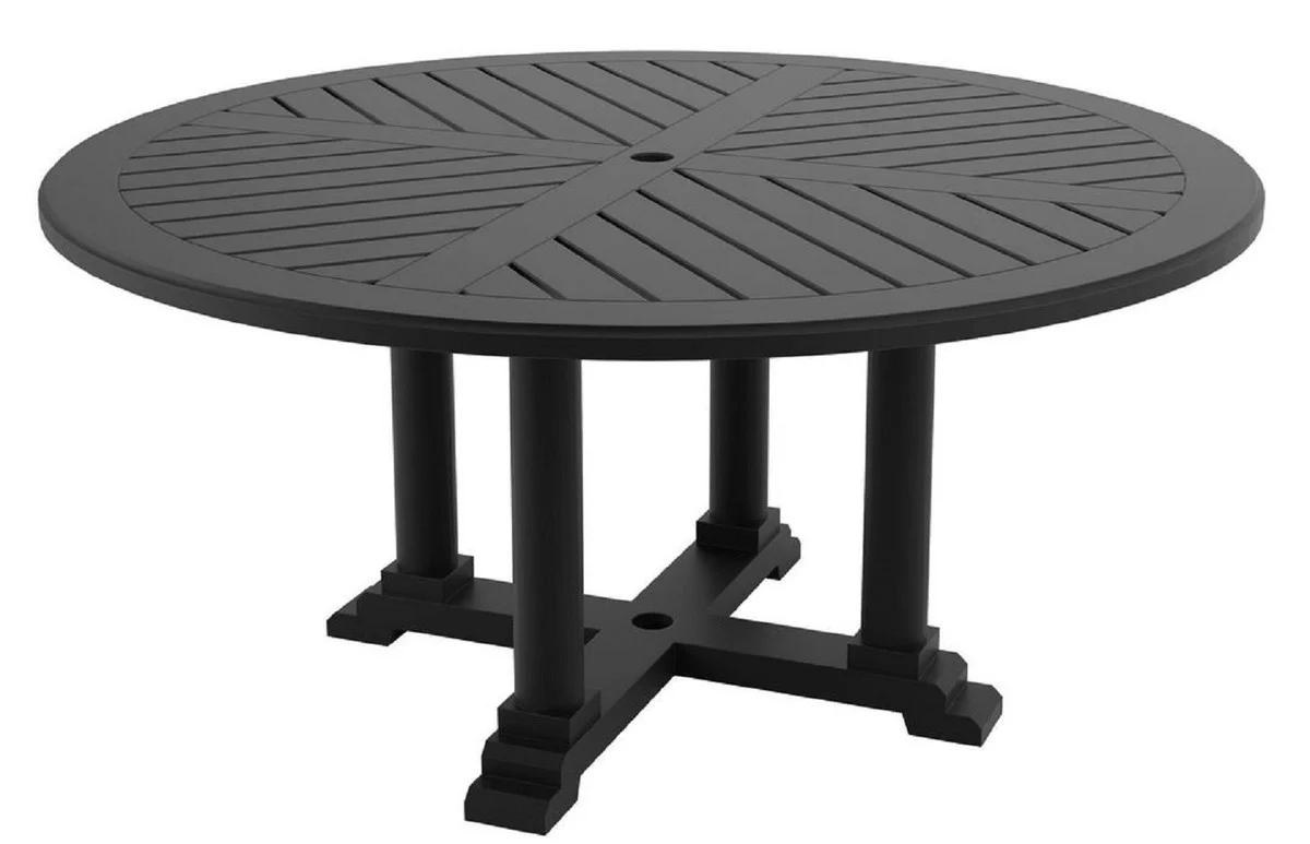 Luxury dining table matt black Ø 160 x H. 75 cm - round kitchen table made of high-quality, durable aluminum - garden table