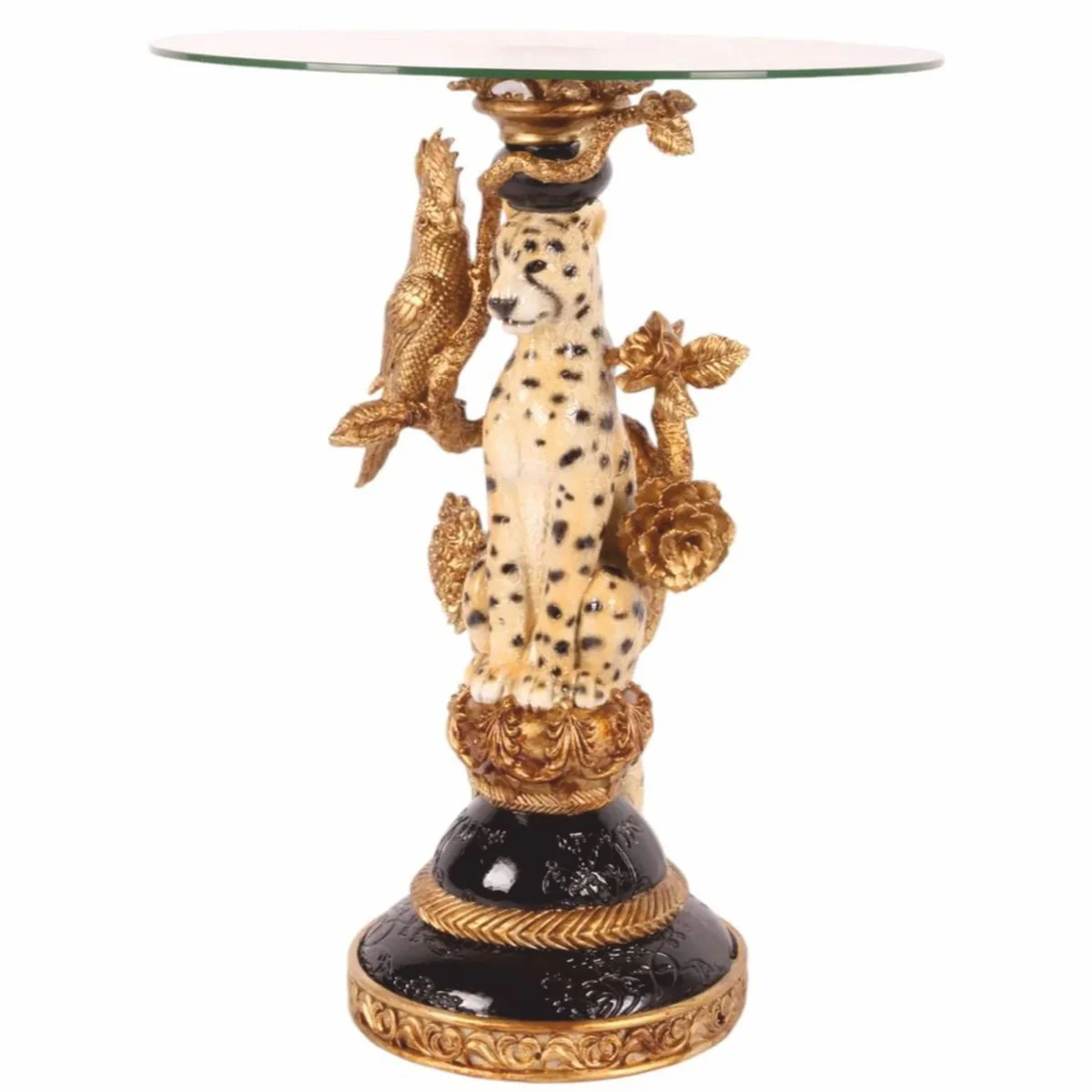 Baroque side table Leopard with glass top H. 51.5 cm - Baroque furniture