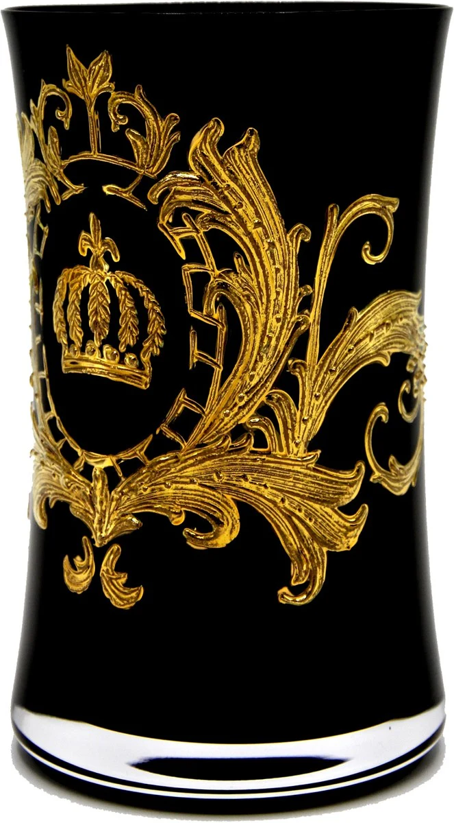 Pompöös by Luxus water glass set black / gold Ø 8 x H. 13 cm - water glasses with 24 carat gold plating - Pompöös glasses designed by Harald Glööckler