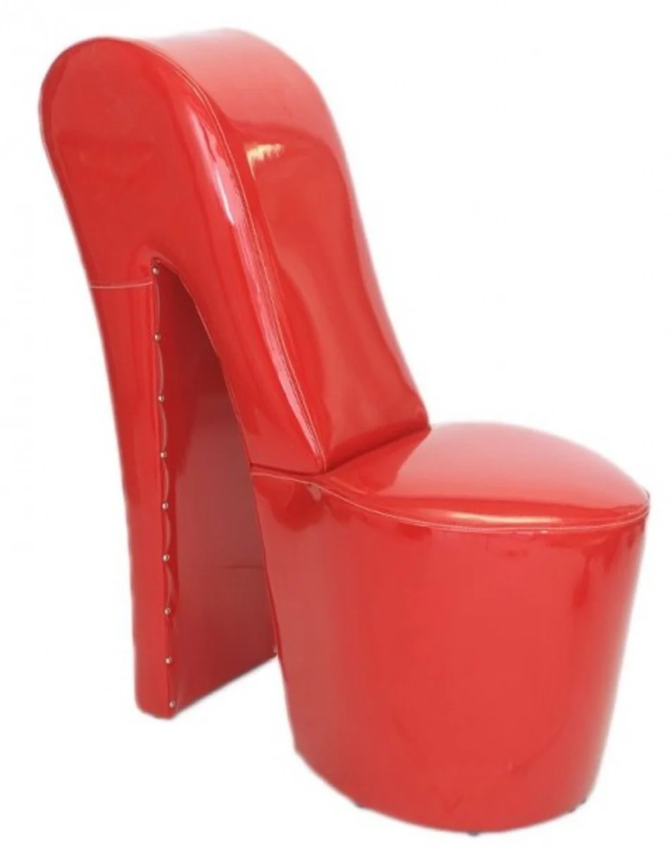 High Heel Sessel Rot Lack Luxus Design - Designer Sessel - Club Möbel - Schuh Stuhl Sessel