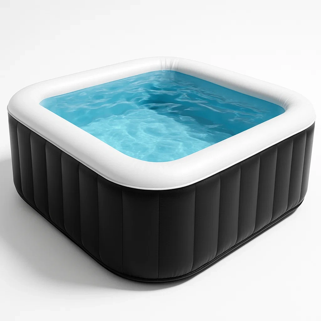 Aufblasbarer Whirlpool 180x180x68 cm, 4 Sitze, quadratisch, schwarz/weiß, BngqRBZ370nd