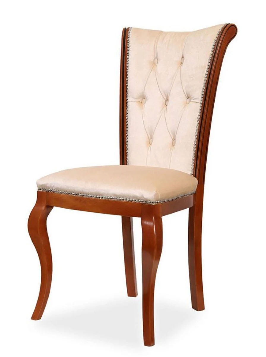 Luxury Baroque Dining Room Chair Beige / Brown H. 103 cm - Baroque Style Furniture