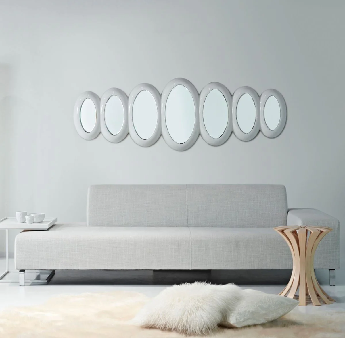 Luxus Designer Spiegel Hochglanzweiß 195 x H. 67 cm - Hotel Kollektion