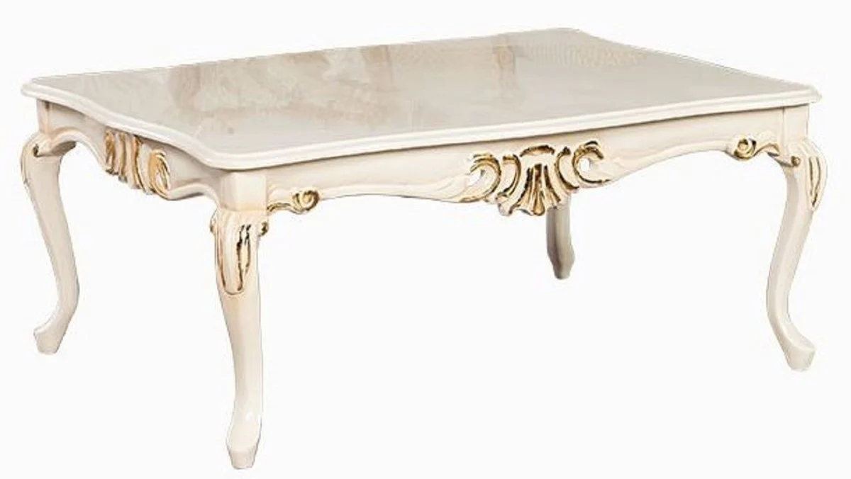 Luxury Baroque Coffee Table Cream / Gold - Handcrafted Solid Wood Living Room Table in Baroque Style - Baroque Living Room Furniture