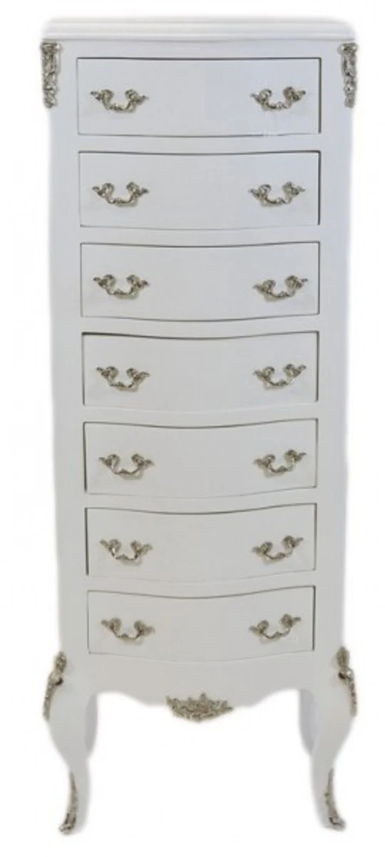 Baroque chest of drawers white with 7 drawers 120 x 45 x 35 cm - antique style