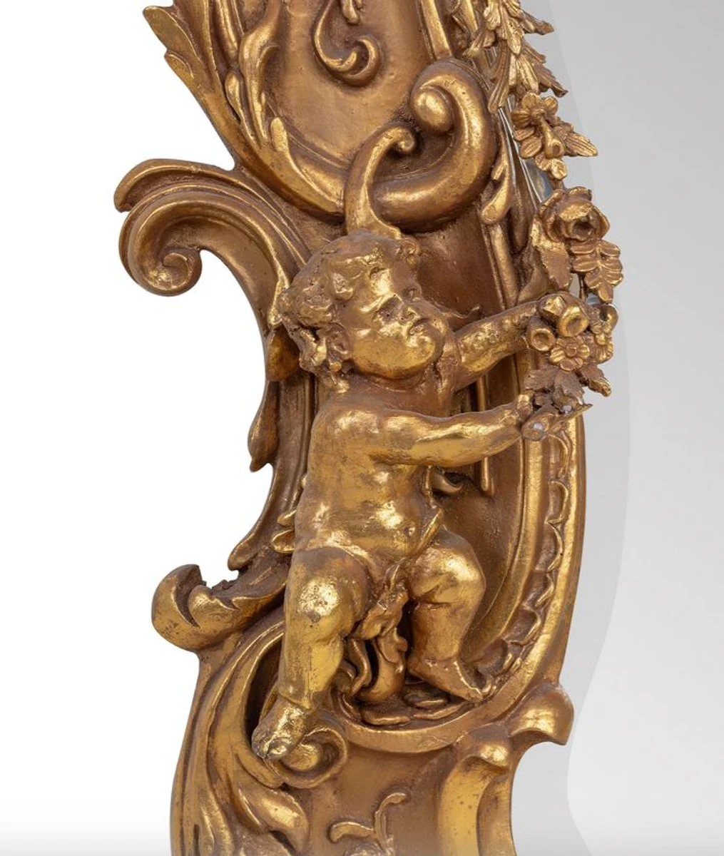 Magnificent Baroque mirror gold 188 x 120 cm with angel motifs - antique style - heavy version