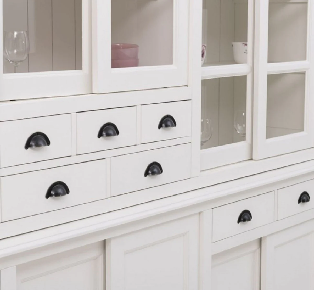 Country house style dining room cabinet white 280 x 55 x H. 225 cm - solid wood kitchen cabinet - dining room furniture in country house style - country house style dining room furnishings