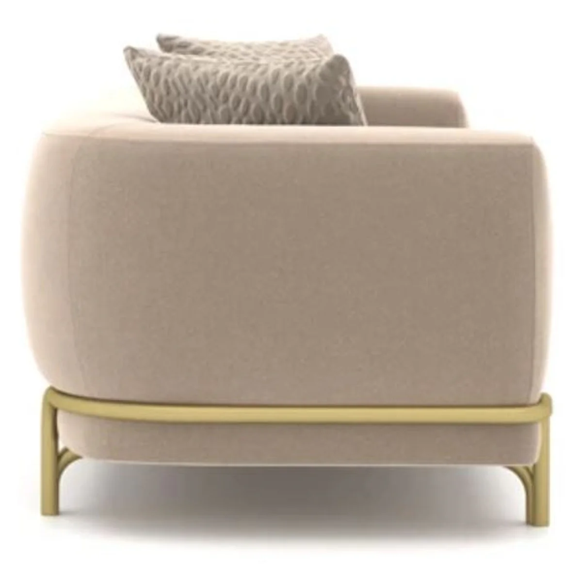 Luxury sofa light brown / brass 300 x 100 x H. 75 cm - living room sofa - hotel sofa - living room furniture - hotel furniture - luxury furniture - luxury furnishings
