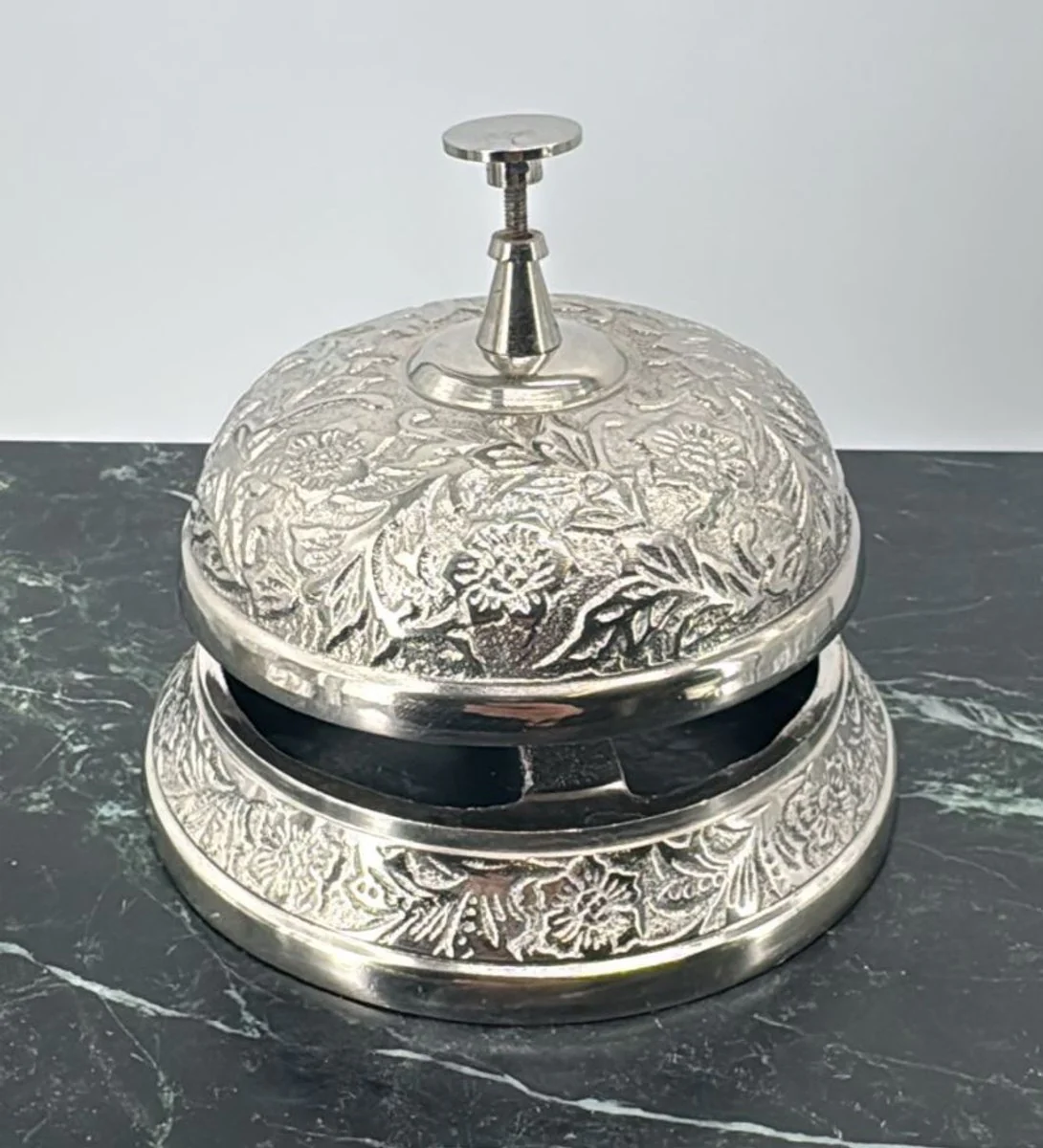 Antik Stil Aluminium Tischglocke Silber Ø 12 x H. 14 cm - Gastronomie Accessoires