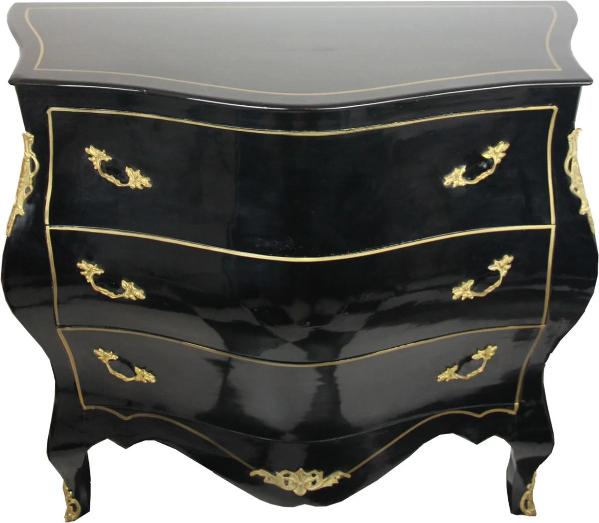 Baroque chest of drawers black/gold width 120 cm - antique style furniture