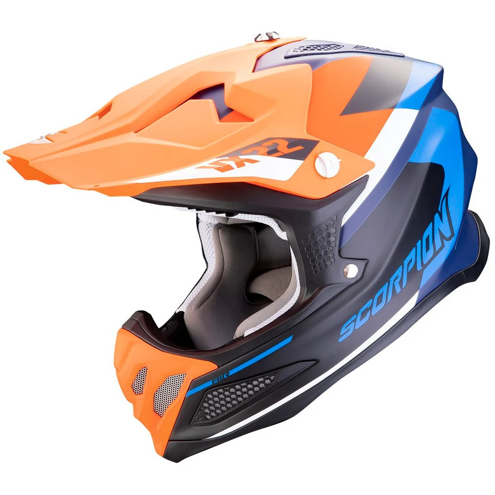 CASCO CROSS SCORPION VX-22 BETA - AZUL / NARANJA