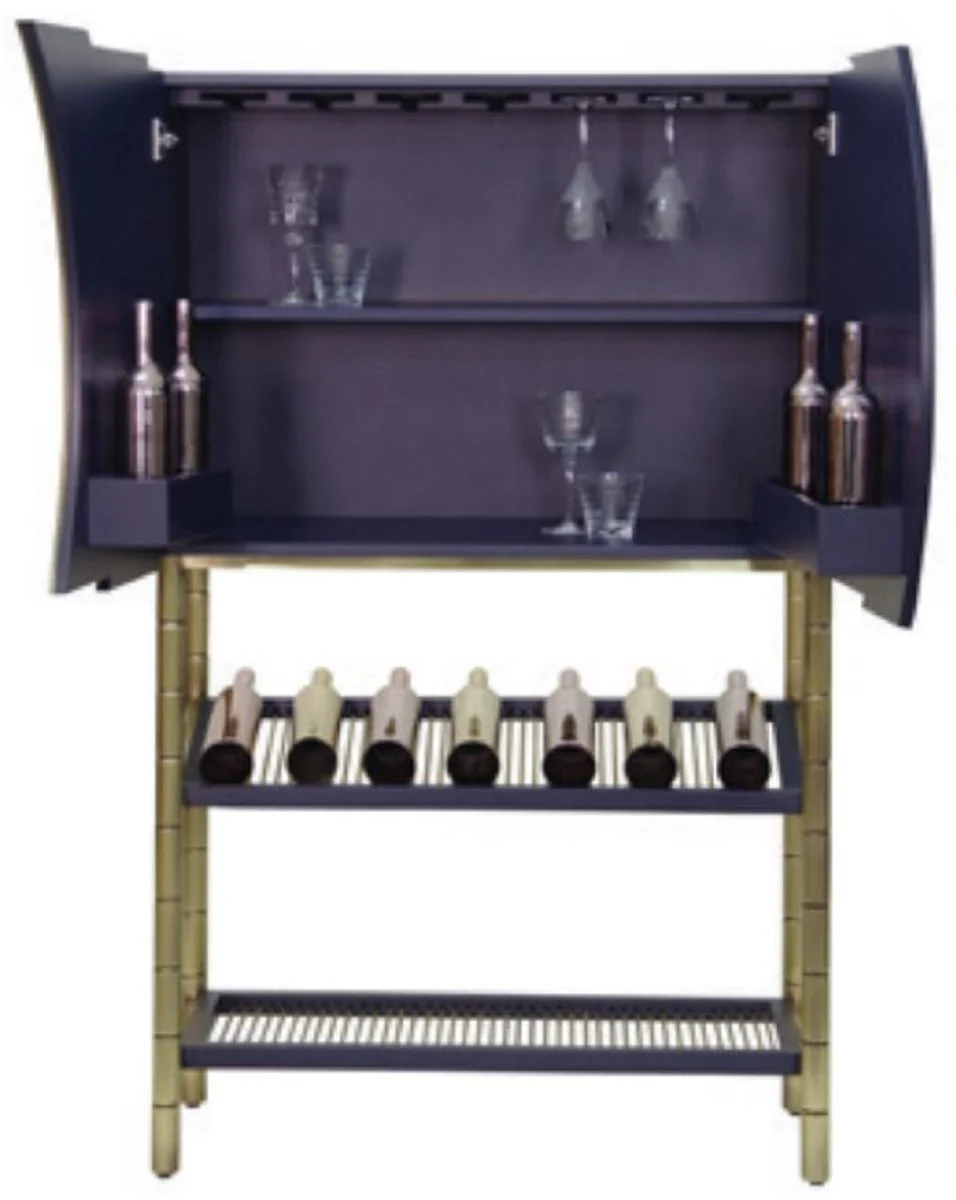 Luxury bar cabinet black / gold 100 x 44 x H. 160 cm - wine cabinet with 2 doors - living room furniture - bar furniture - hotel furniture - luxury collection