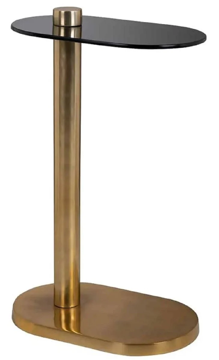 Luxury side table gold / black 38 x 23 x H. 61 cm - Modern stainless steel table with glass top - Luxury living room furniture