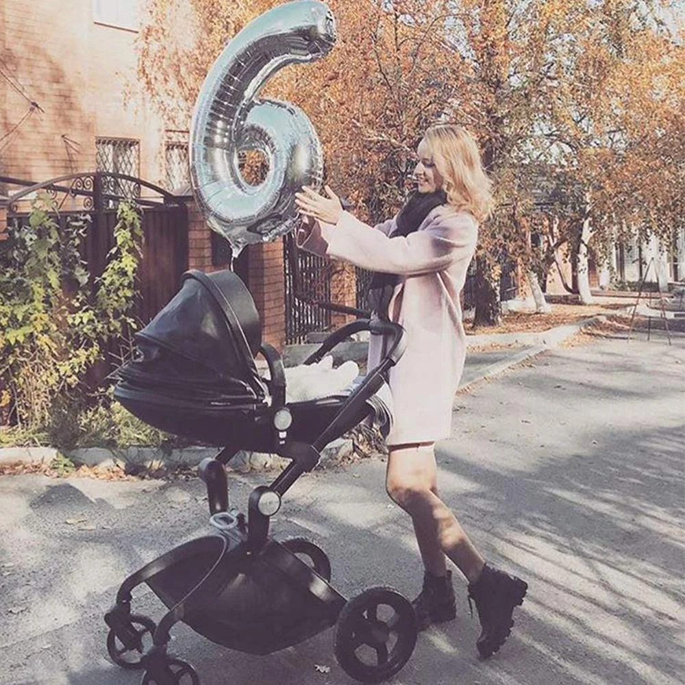 Kinderwagen: Kinderwagen mit verstellbarem Sitzhöhenwinkel und Allrad-Stoßdämpfung, umkehrbar, hohe Landschaft und modischer Kinderwagen (Gitter)