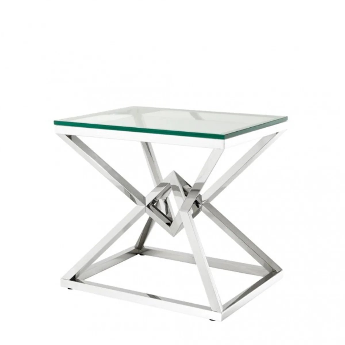 Luxury side table stainless steel nickel finish 65 x 50 x H 60 cm - table furniture