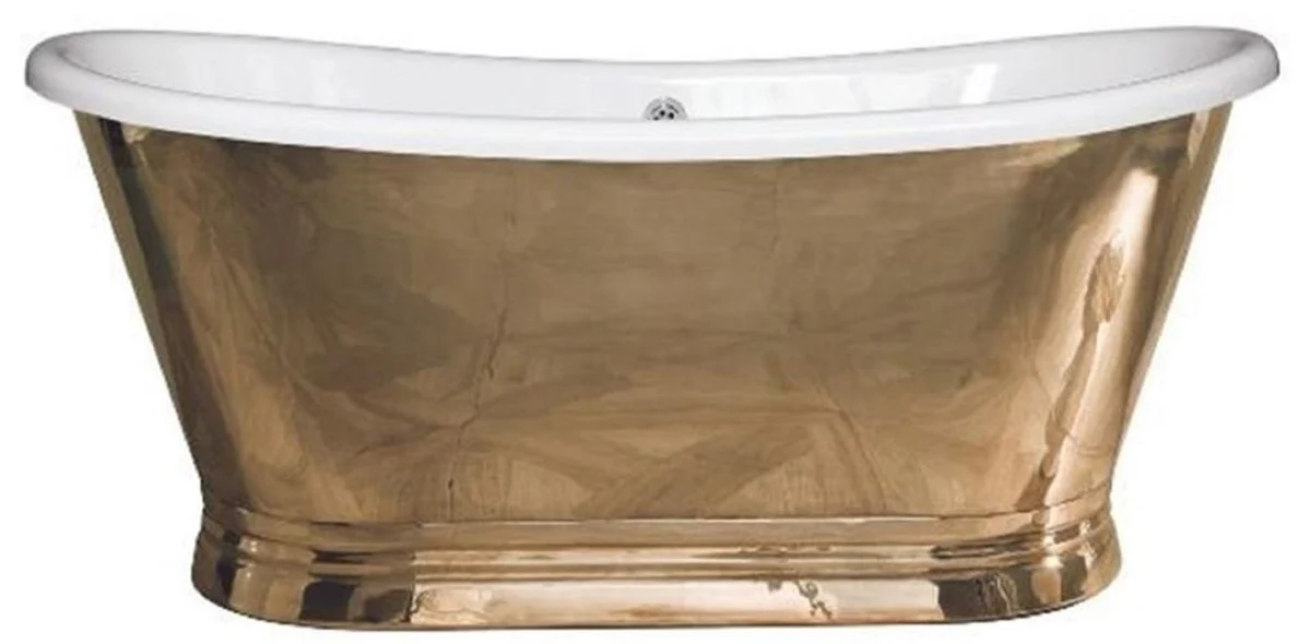 Luxury Art Nouveau copper bathtub gold / white 170 x 72 x H. 71 cm - Freestanding retro bathtub - Rustic copper bathroom furniture