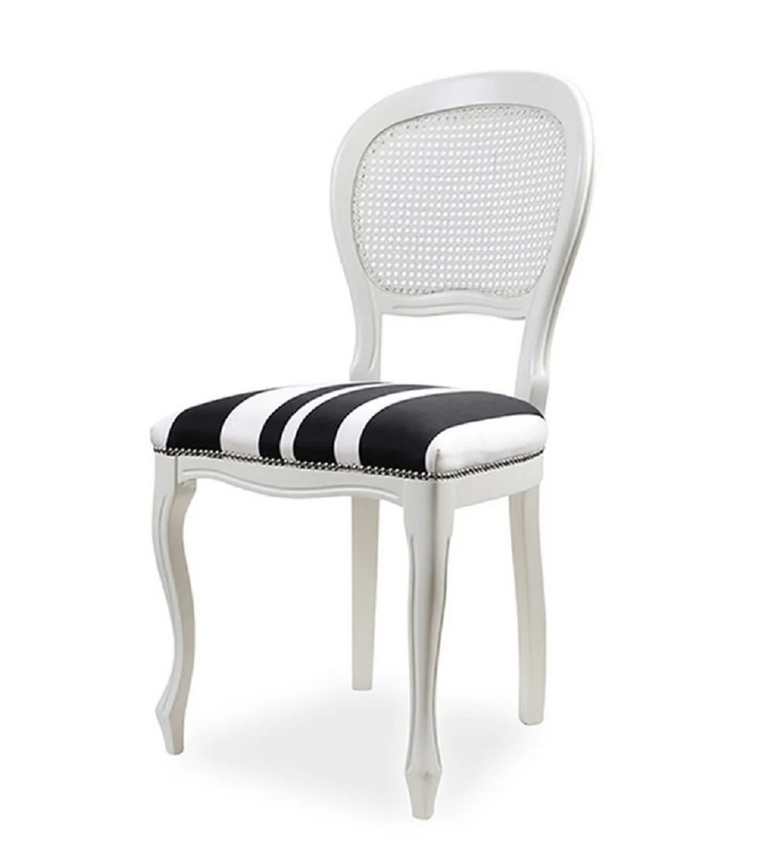 Luxury baroque dining room chair white / black H. 97 cm