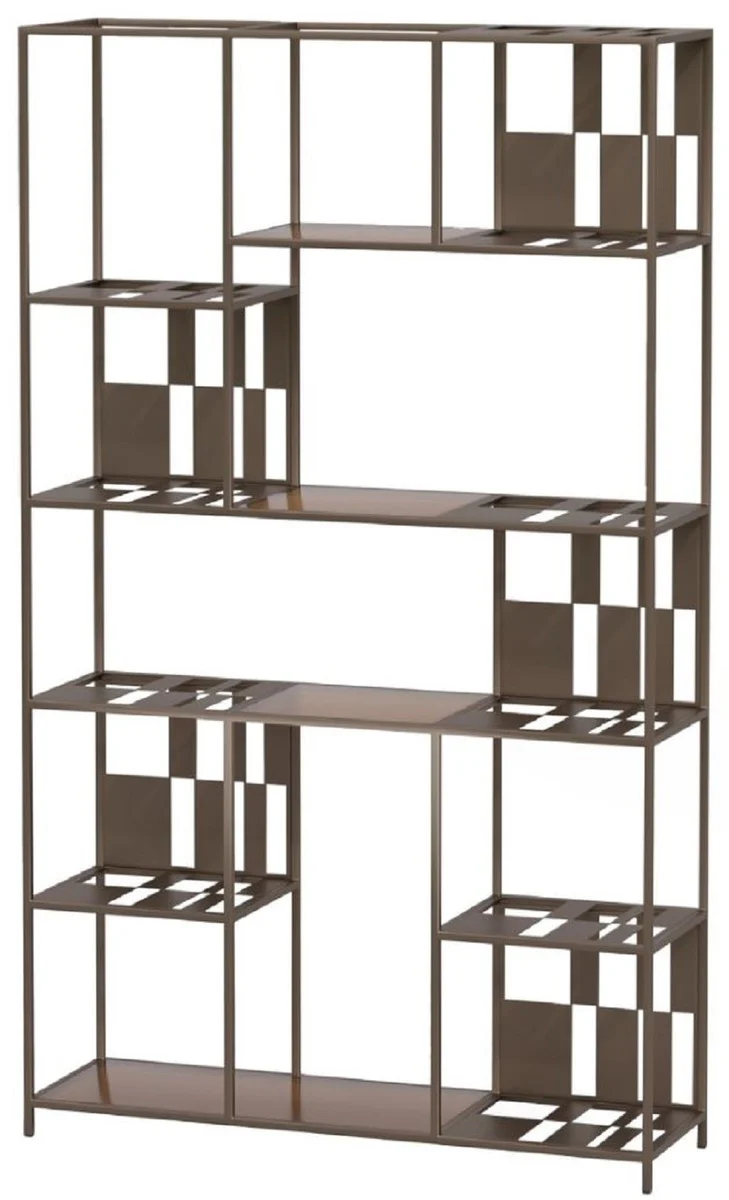 Luxury metal shelf cabinet with glass shelves brown / bronze 118 cm