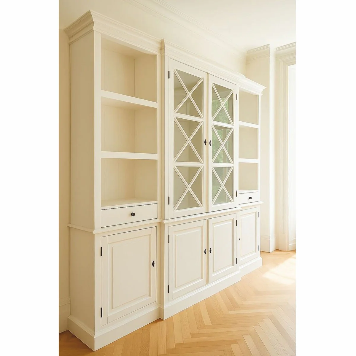 Country house style cupboard white 220 cm - country house style solid wood furniture