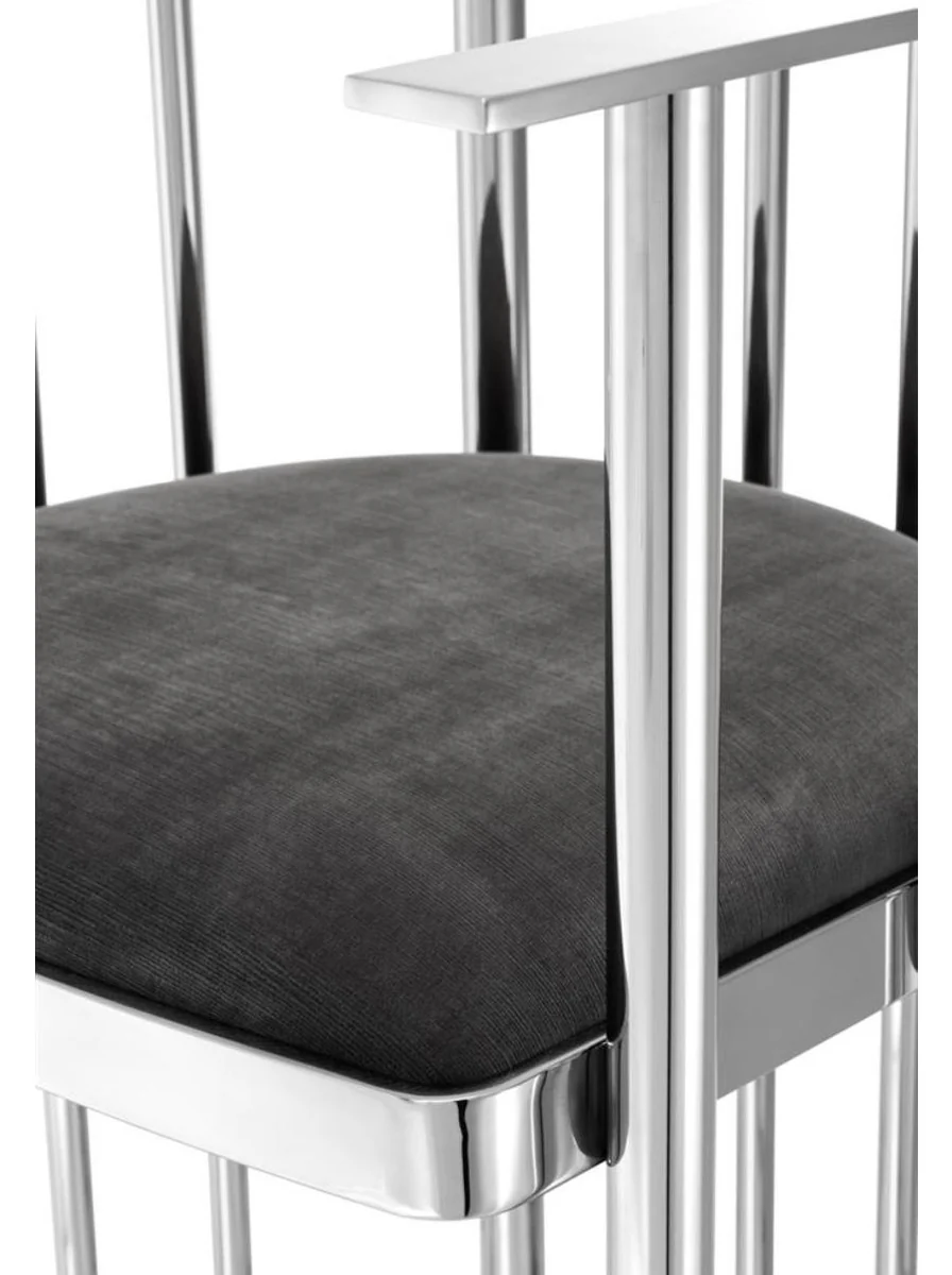 Designer chair with armrests silver / dark gray 54.5 x 53 x H. 68 cm - designer furniture