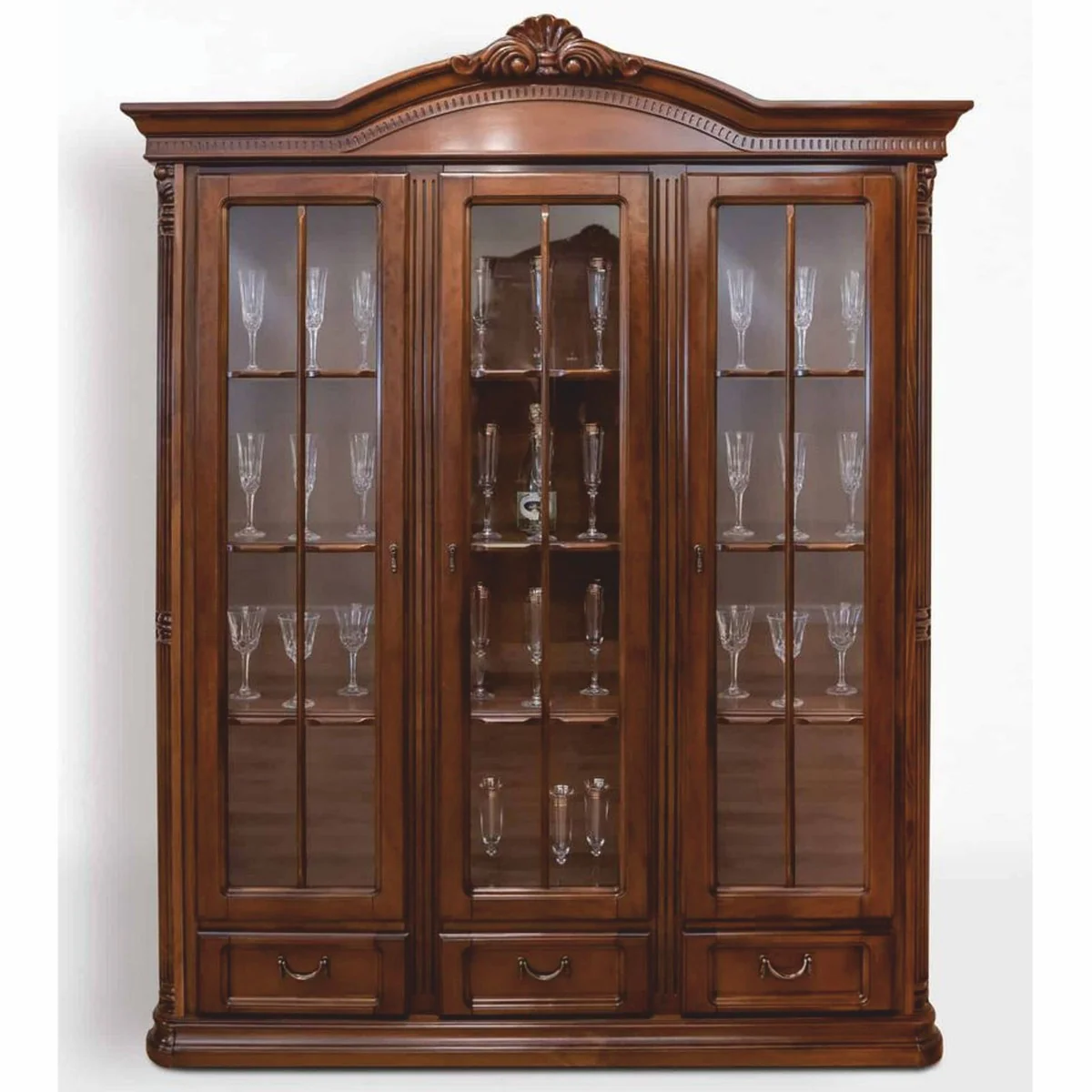 Luxury baroque display cabinet dark brown 178 x H. 220 cm - Baroque furniture