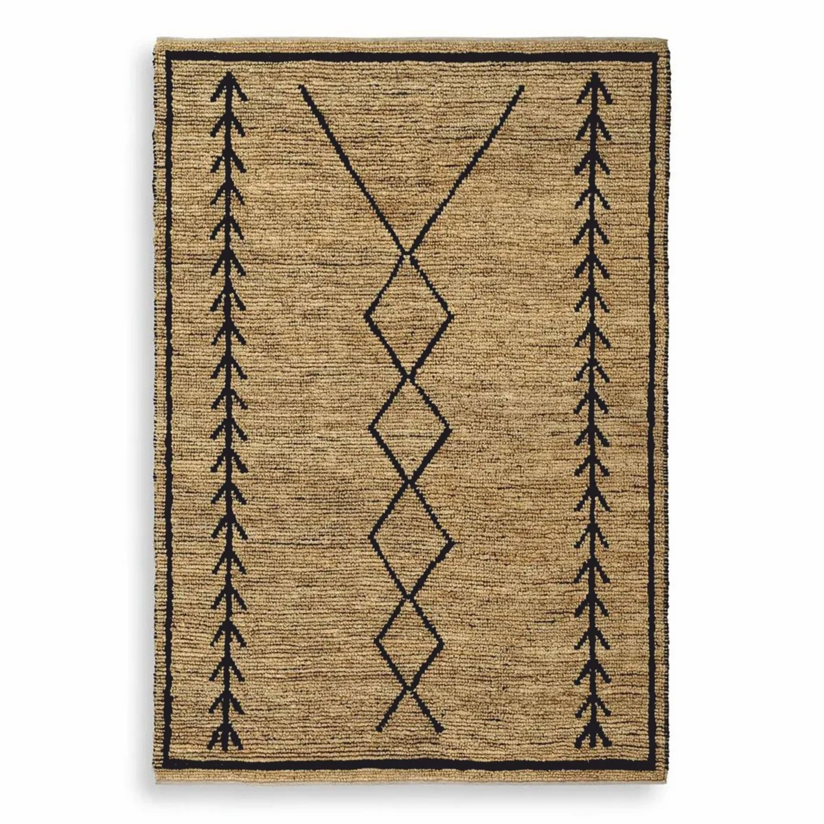 Luxury jute carpet beige / black 200 x 300 cm - handwoven