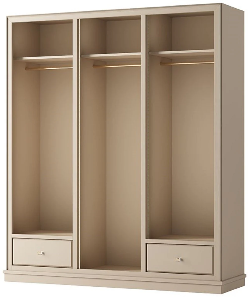Luxury wardrobe beige 200 x 60 x H. 230 cm - Open bedroom wardrobe - Bedroom furniture - Hotel furniture - Bedroom furnishings - Luxury furniture - Luxury furnishings