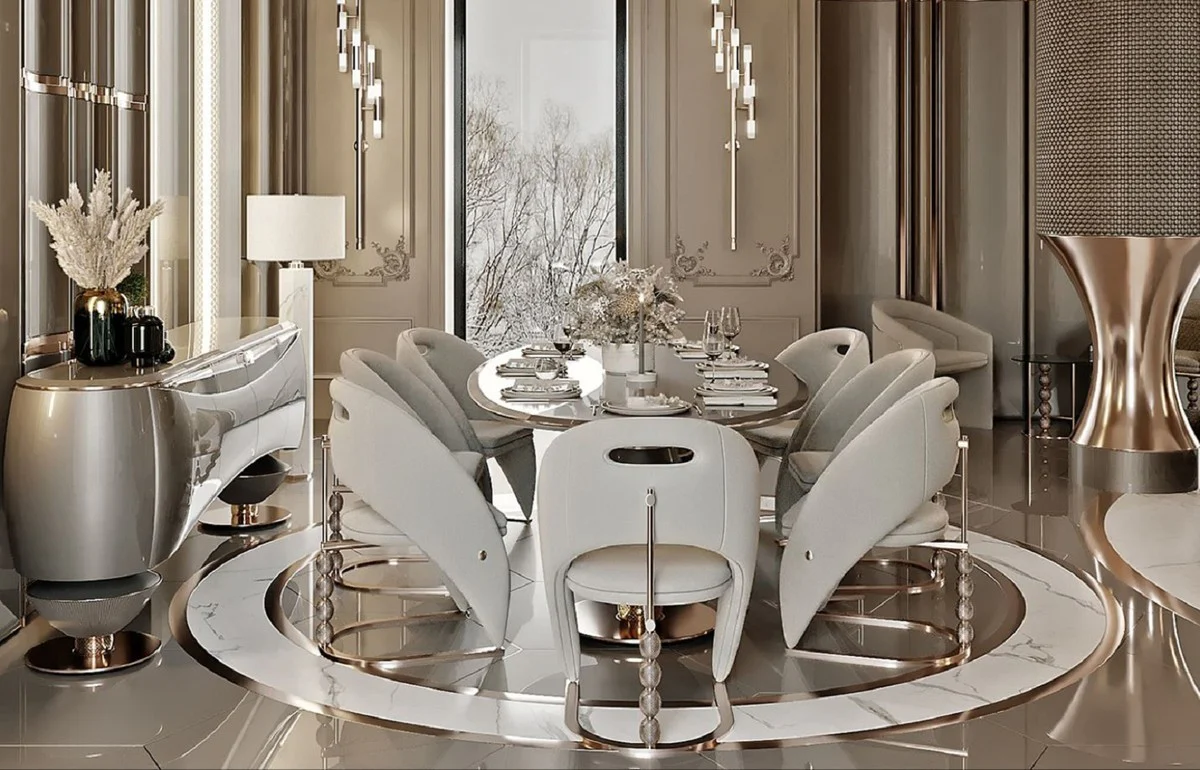 Luxury dining room chair gray / copper 55 x 54.5 x H. 82 cm