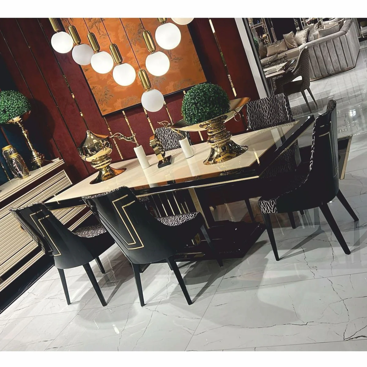 Luxury Dining Room Set - Dining Table & 6 Dining Chairs - Dining Room Furniture