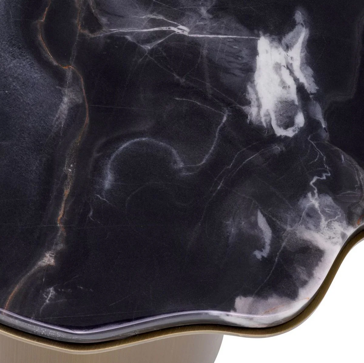 Luxury side table black / brass 58.5 x 60.5 x H. 51 cm - stainless steel table with marble top - living room furniture - luxury furniture - living room furnishings - luxury quality