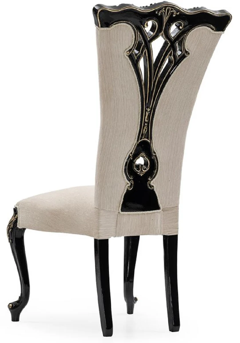 Luxury Baroque Dining Room Set Cream / Black / Gold - 1 Baroque Dining Table & 6 Baroque Dining Chairs - Luxury Dining Room Furniture in Baroque Style - Magnificent Baroque Dining Room Furniture