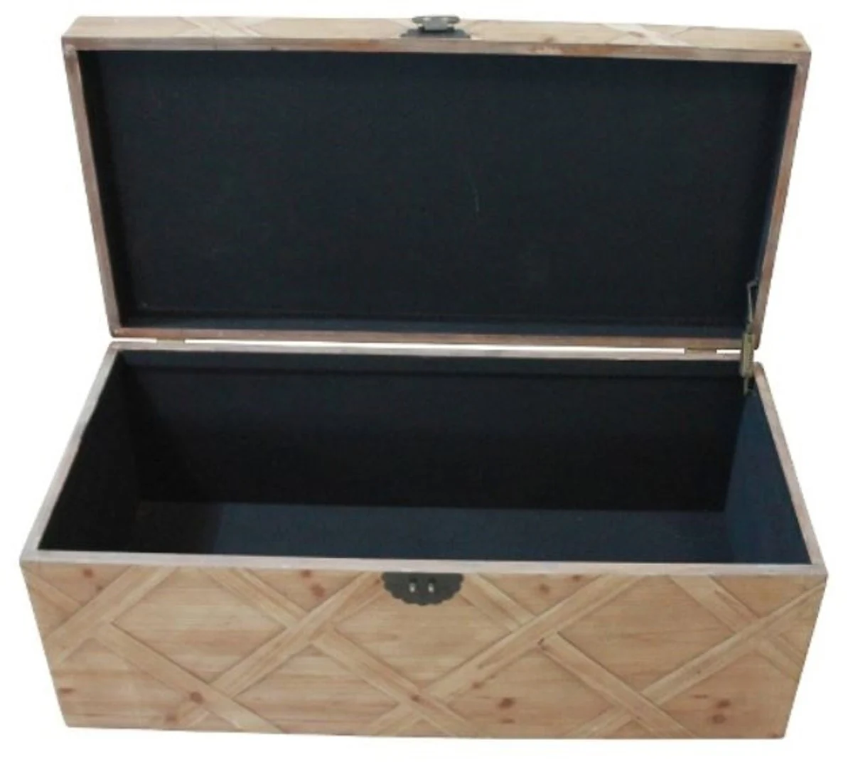 Country house style chest natural colors 100 x 48 x H. 40 cm - handmade wooden chest in parquet look