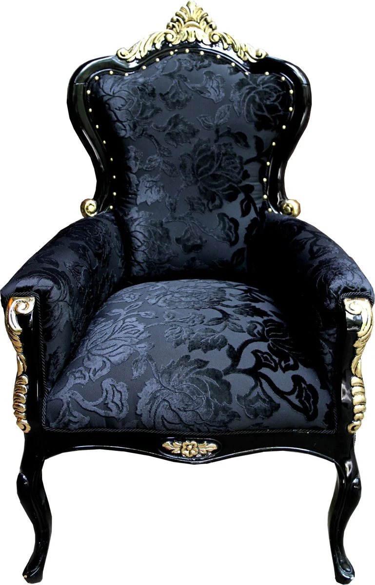 Pompöös by Luxury Baroque Armchair Bergere Black Pattern / Gold - Pompööser Baroque Armchair designed by Harald Glööckler